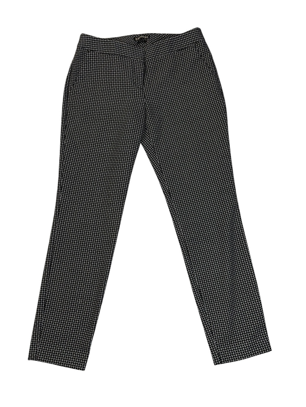 Express Pants, Black & White Columnist Geometric Trousers, Size 4, Slim Straight